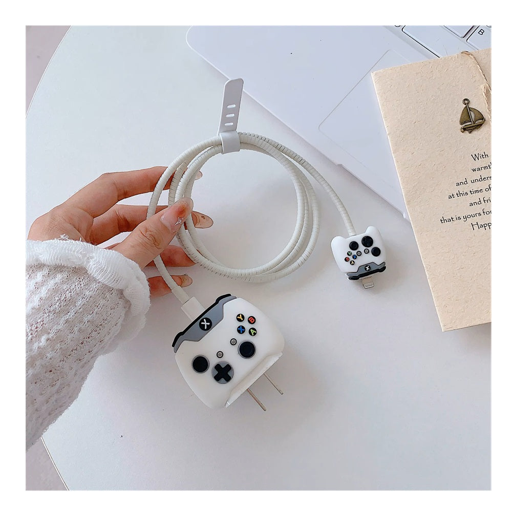 Funda De Silicona Para Cargador 20w Iphone- Diseño Videojuegos Blanco