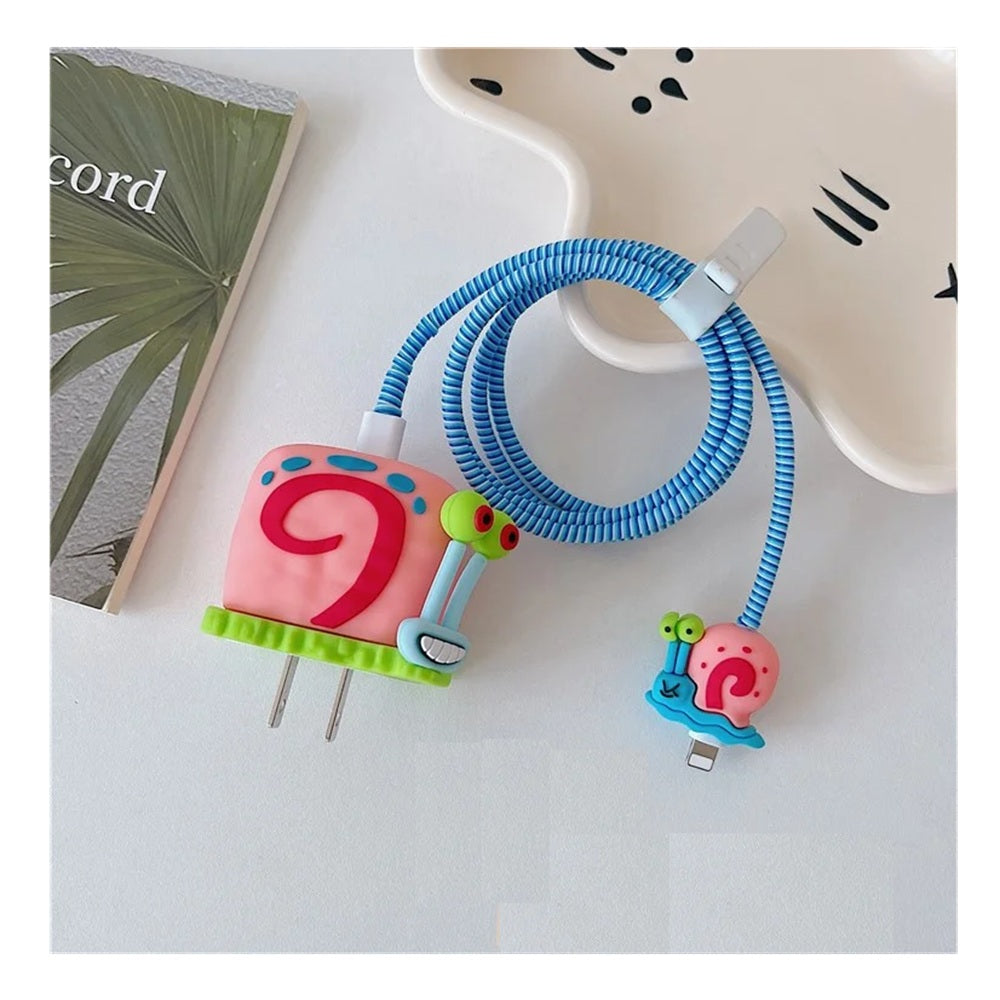 Funda De Silicona Para Cargador 20w Iphone- Diseño Gary (De Bob Esponja)