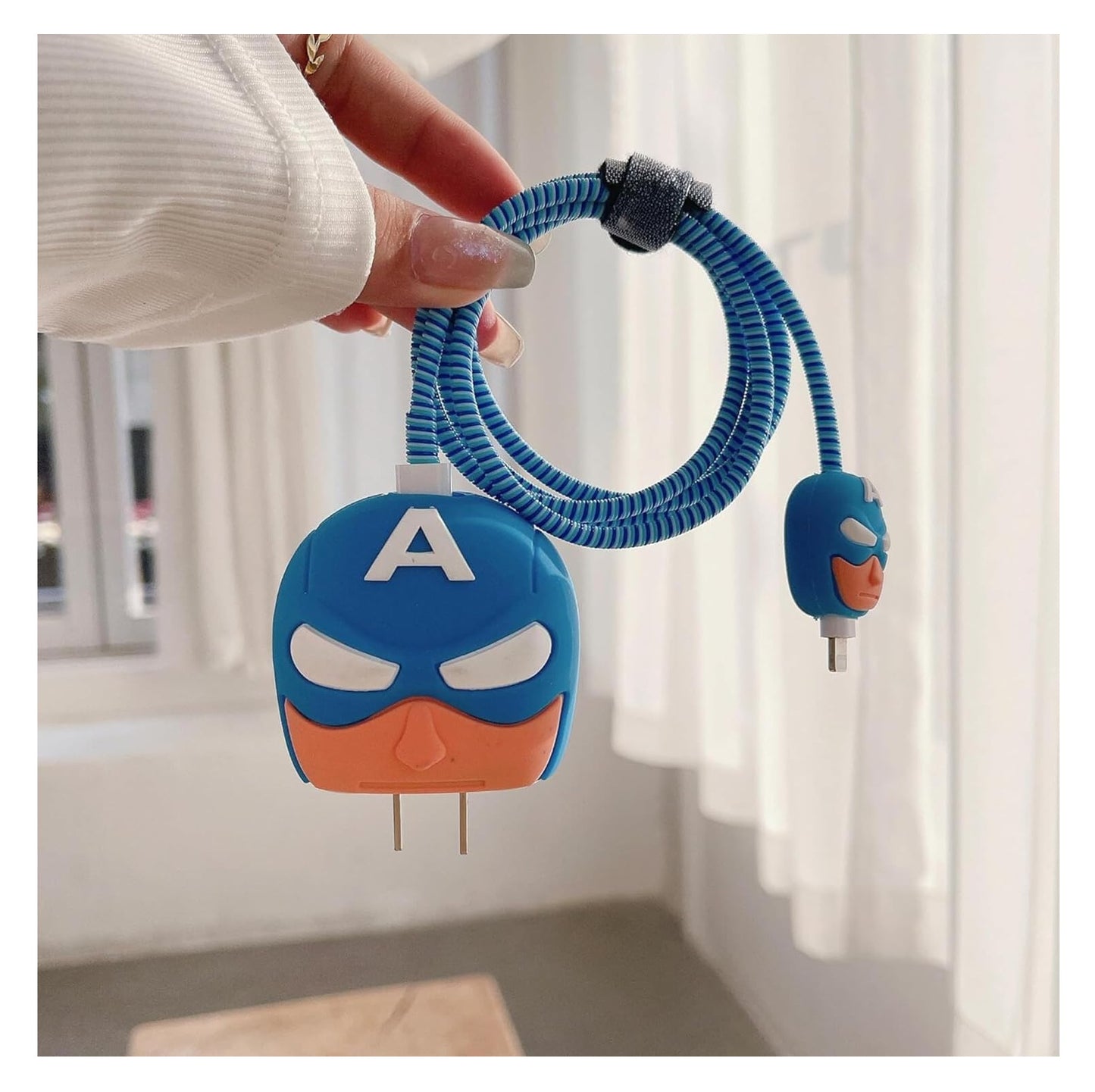 Funda De Silicona Para Cargador 20w Iphone- Diseño Capitan America