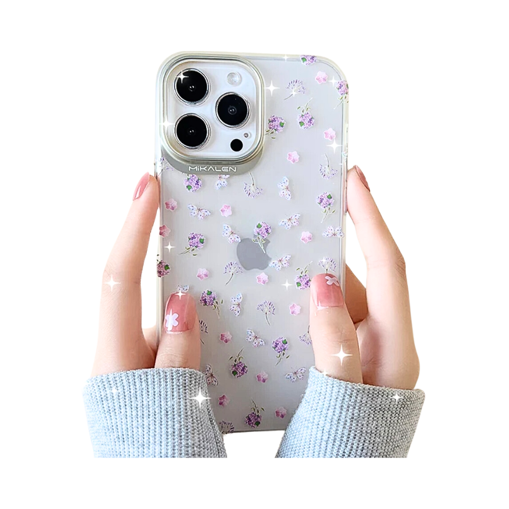 Case patrón flores rosadas para iPhone 13 Pro