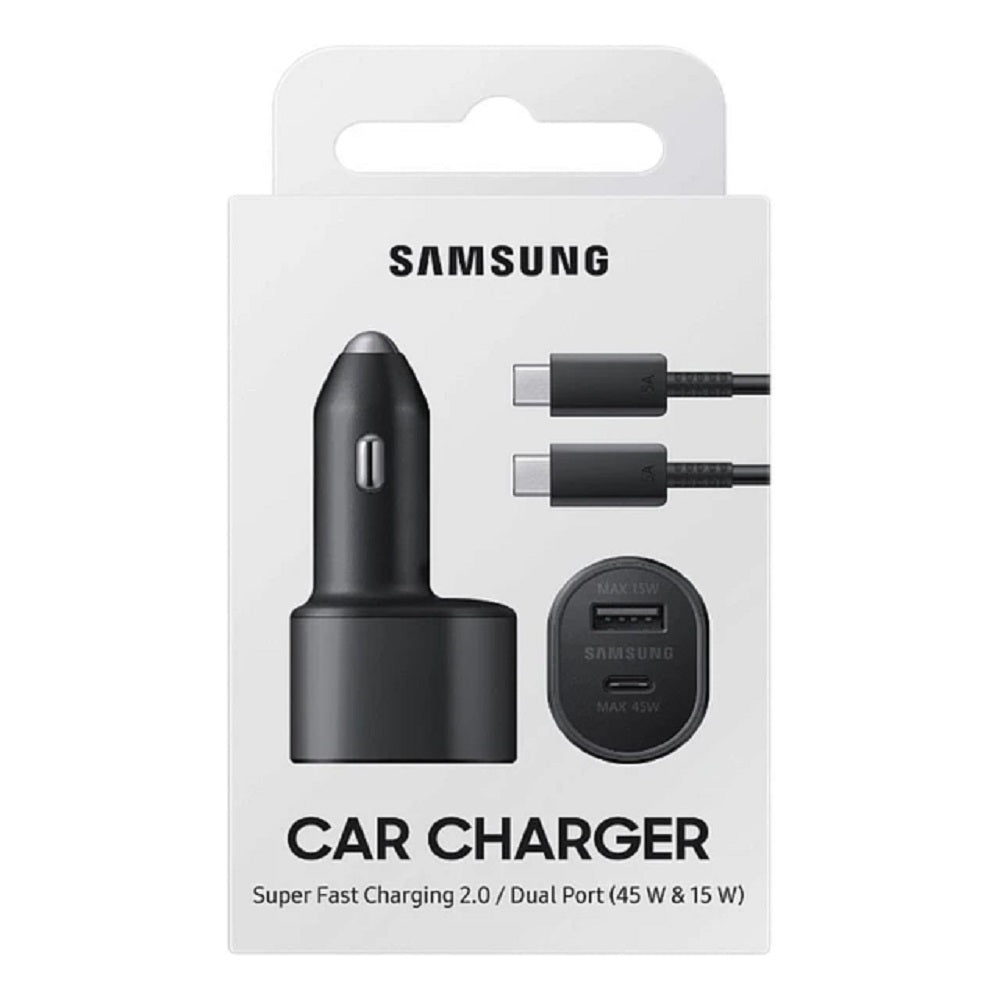 Cargador para auto 45W doble entrada, Samsung original, power adapter