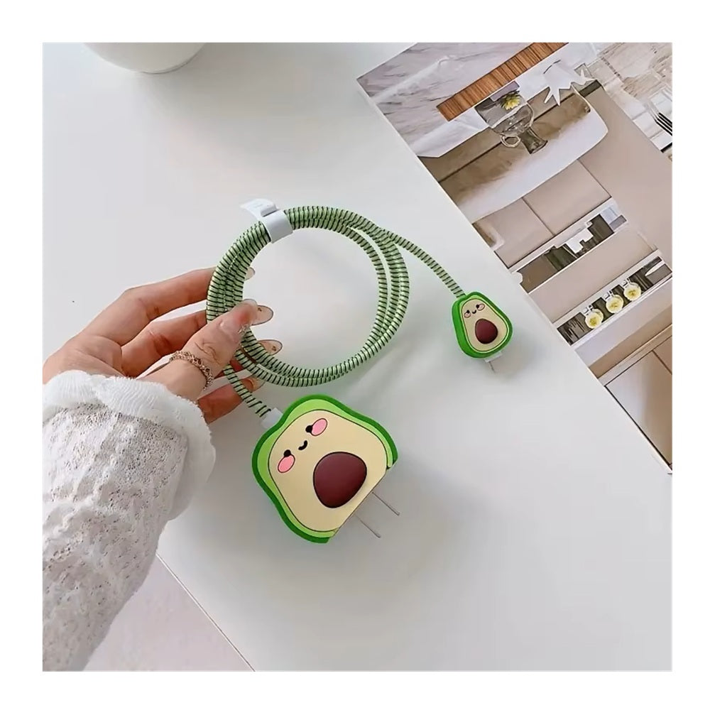 Funda De Silicona Para Cargador 20w Iphone- Diseño Palta Verde