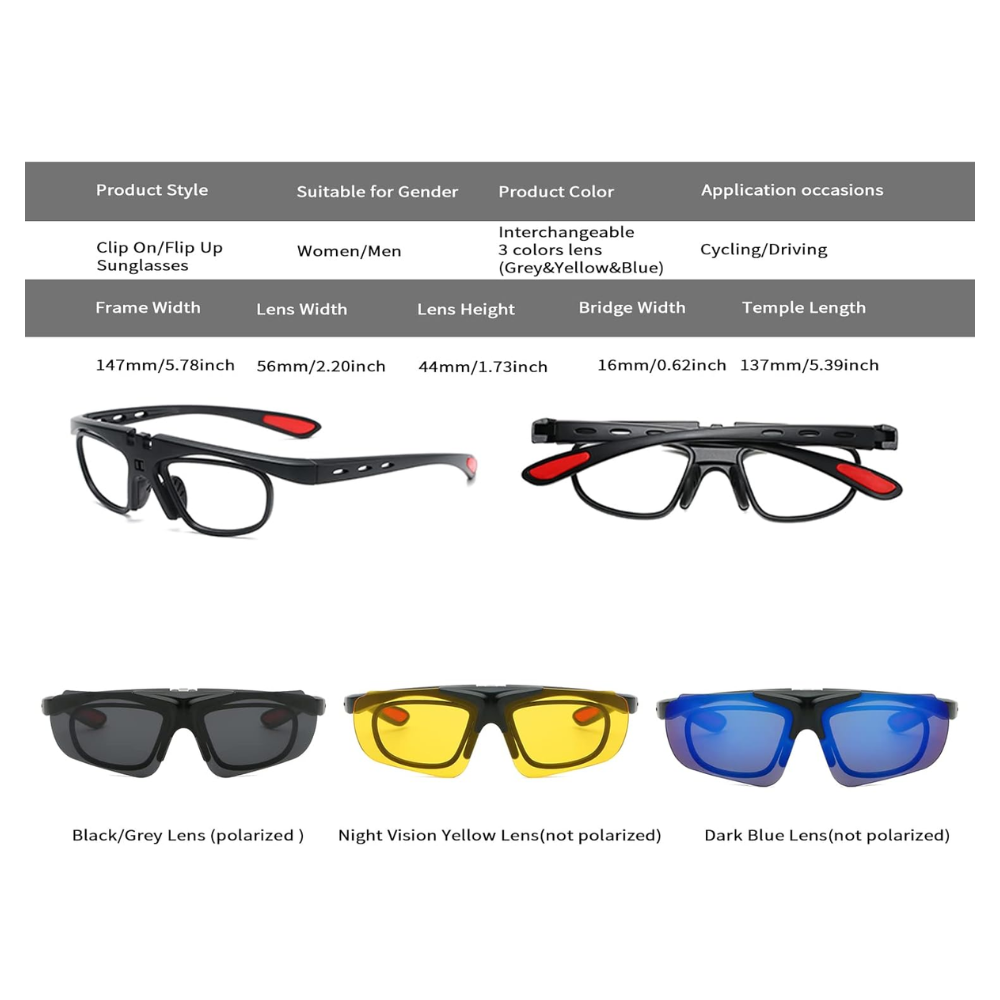 Lentes de sol deportivos polarizadas, 4 en 1