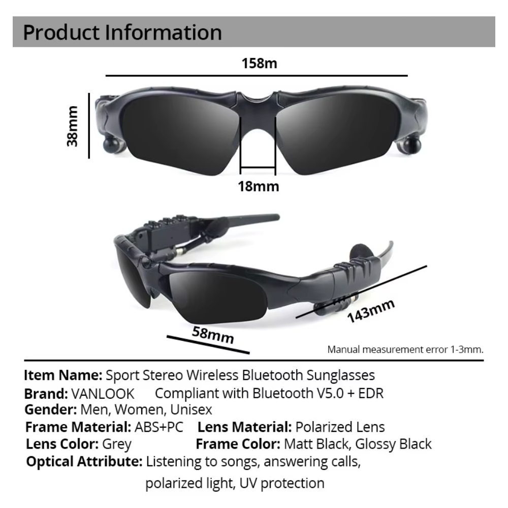 Lentes de sol deportivos con audifonos Bluetooth