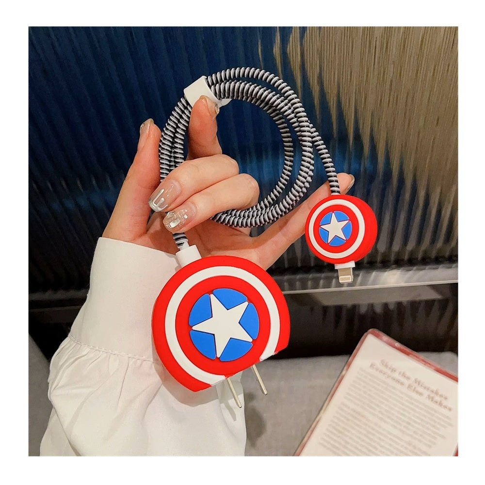 Funda De Silicona Para Cargador 20w Iphone- Diseño Escudo Capitan America