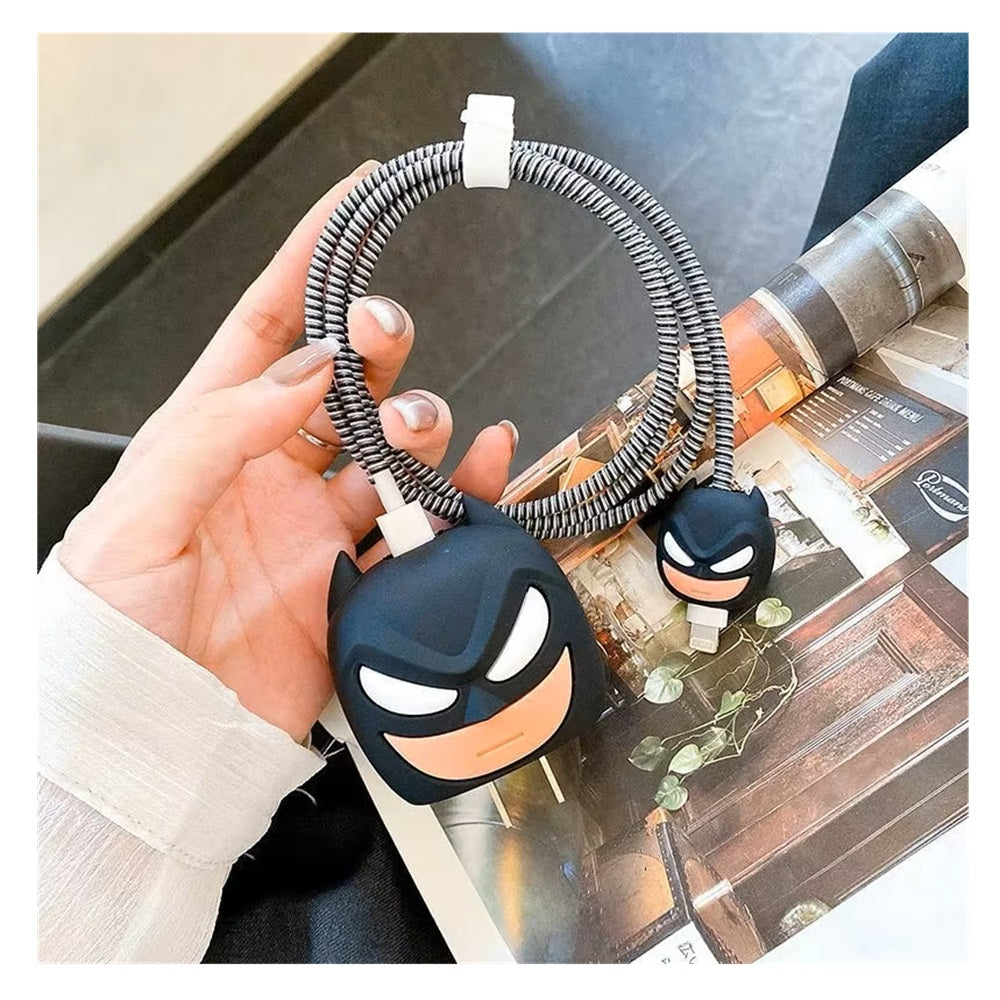 Funda De Silicona Para Cargador 20w Iphone- Diseño Batman Negro