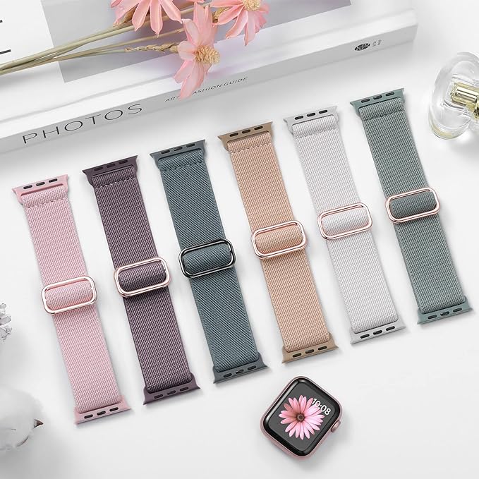 Bandas elásticas de nylon compatibles con Apple Watch 6/5/4/3/2/1 SE