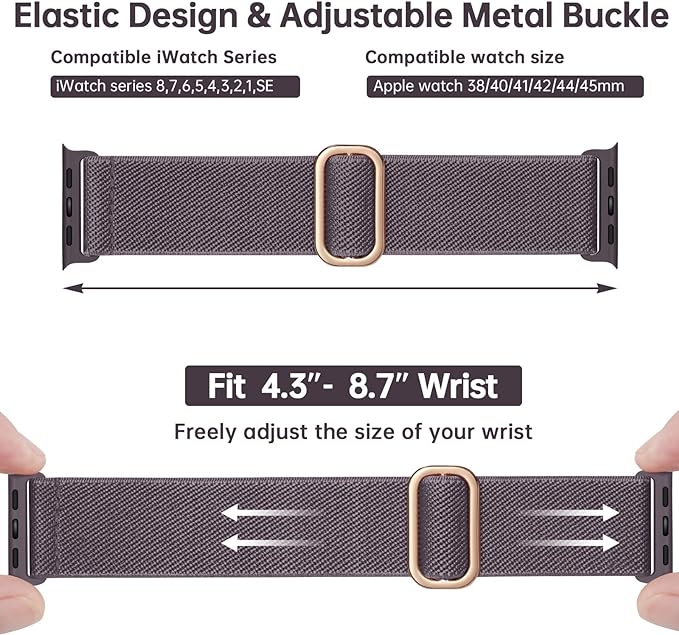 Bandas elásticas de nylon compatibles con Apple Watch 6/5/4/3/2/1 SE