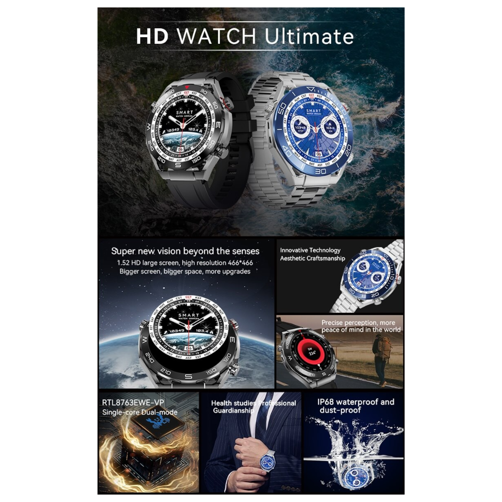 smartwatch HD WATCH ULTIMATE, Reloj inteligente 3 en 1