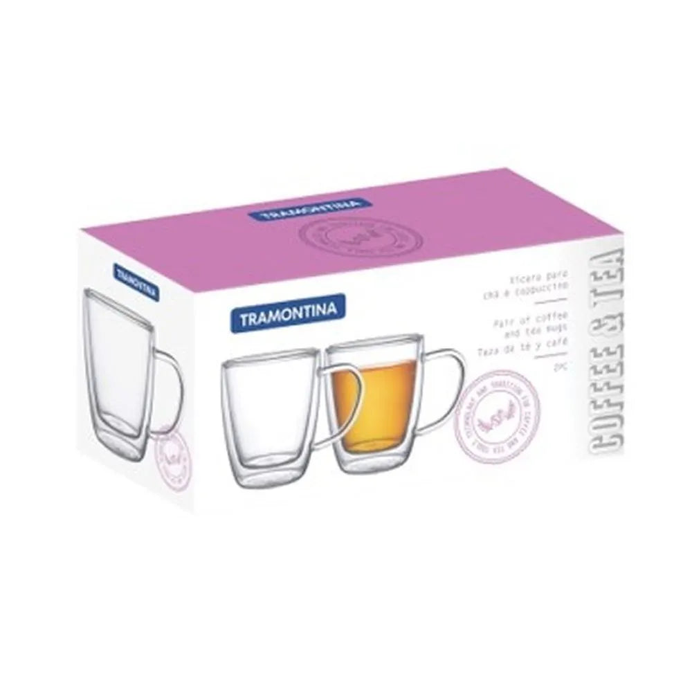 Juego 2 Tazas Vidrio Para Te Y Capuccino 0.27 Lt - Tramontina
