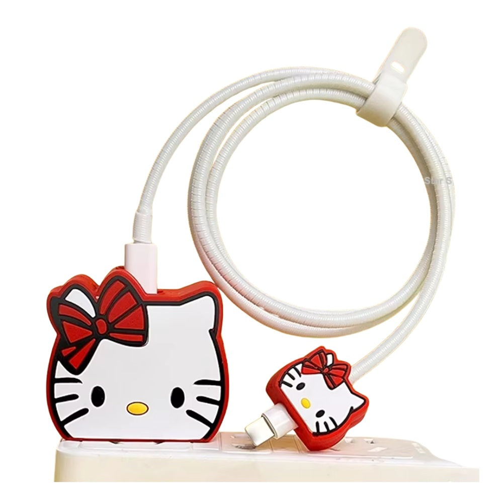 Funda De Silicona Para Cargador 20w Iphone- Diseño Hello Kitty Rojo
