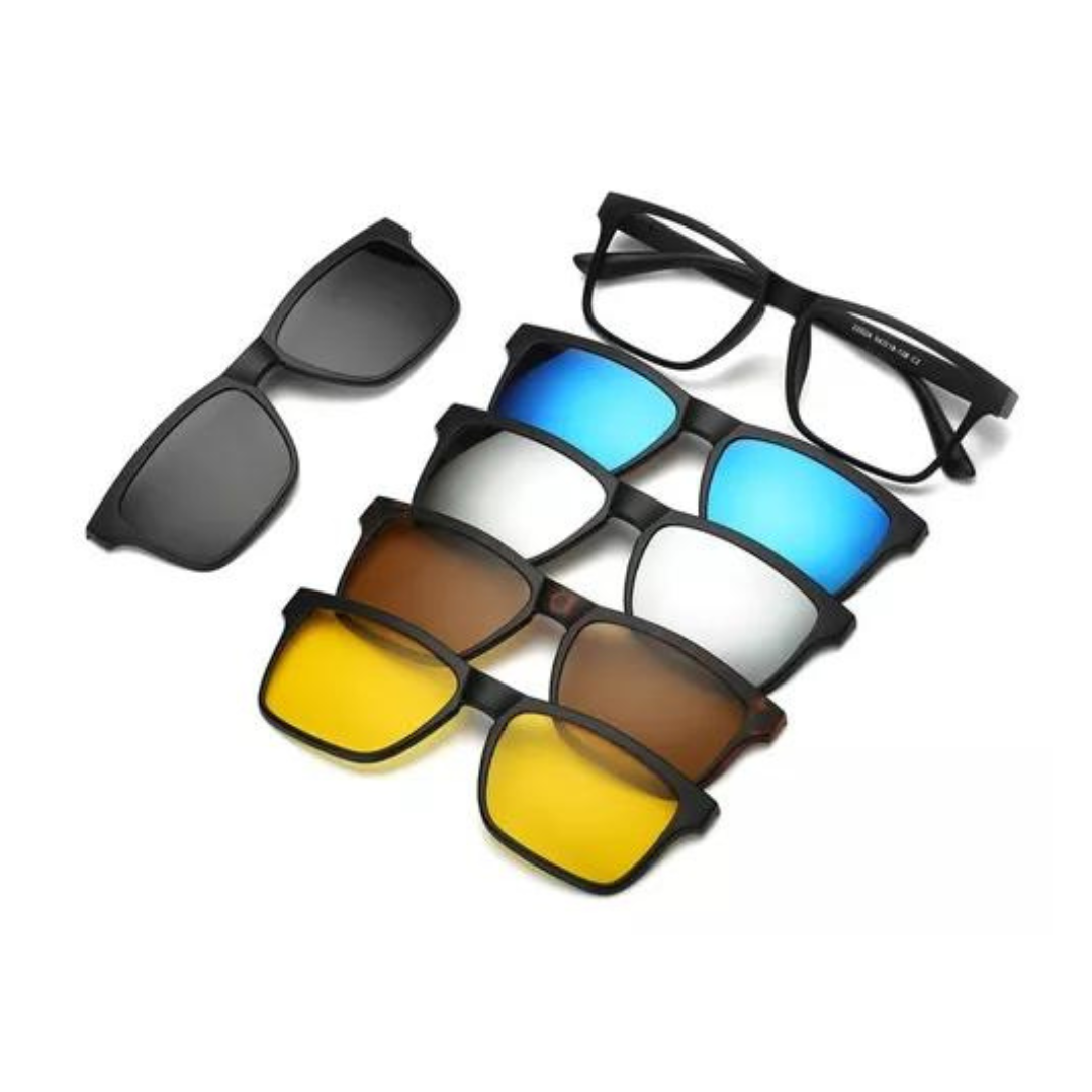 Lentes de sol, 6 en 1, montura magnética con clip, lentes polarizados, protección UV