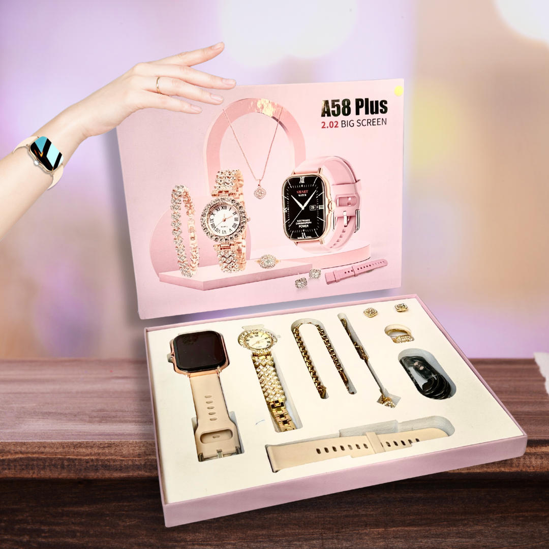 Smart Watch A58 PLUS (2024) con accesorios, 6 en 1 para mujer, regalo para mamá