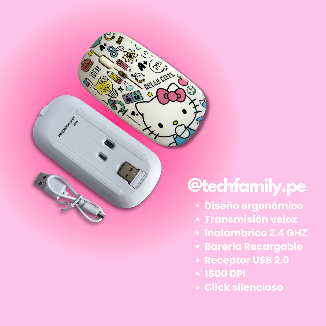 Mouse con diseño inalámbrico 24 GHZ, 1600 DPI - Original Hello Kitty