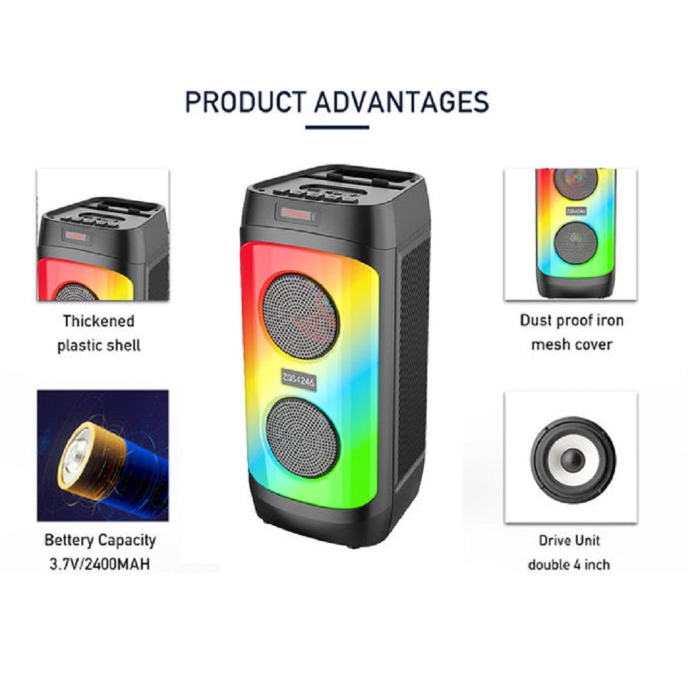 Parlante inalámbrico ZQS 4246, BLUETOOTH LUZ LED