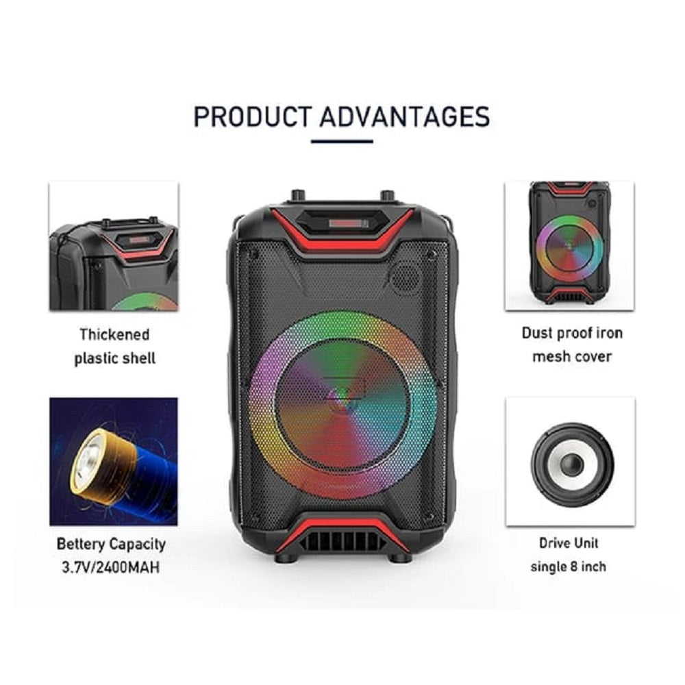 Parlante inalámbrico ZQS 8128, BLUETOOTH LUZ LED