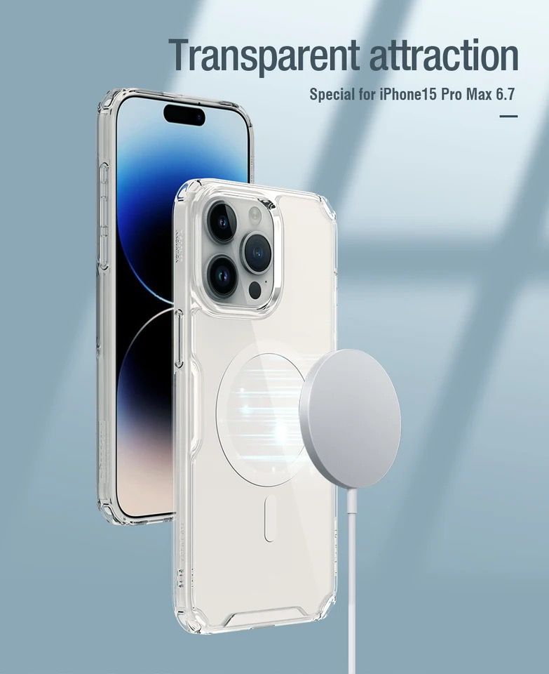Case transparente magnética para iPhone 12/13/14/15 Mini/Pro/Max