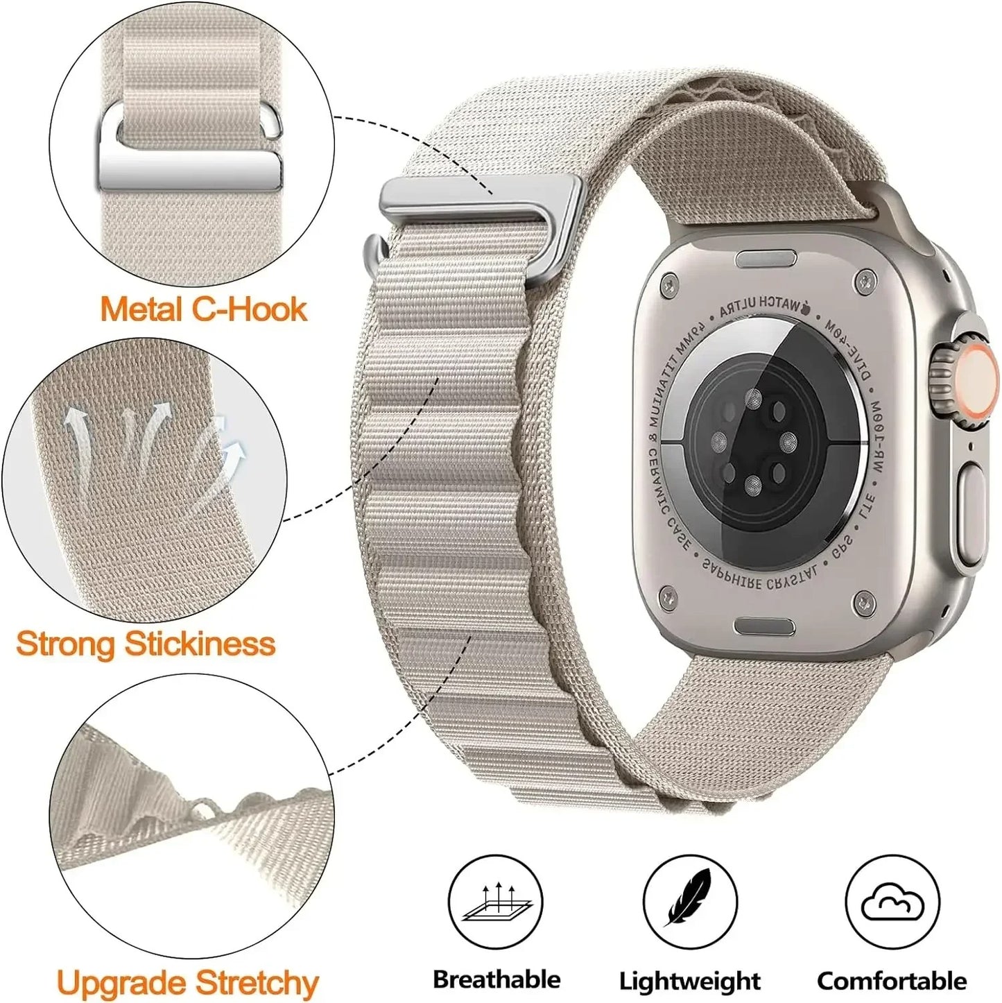 Correa Alpine nylon para Apple Watch Serie 4/5/6/7/8/9/10/SE/Ultra