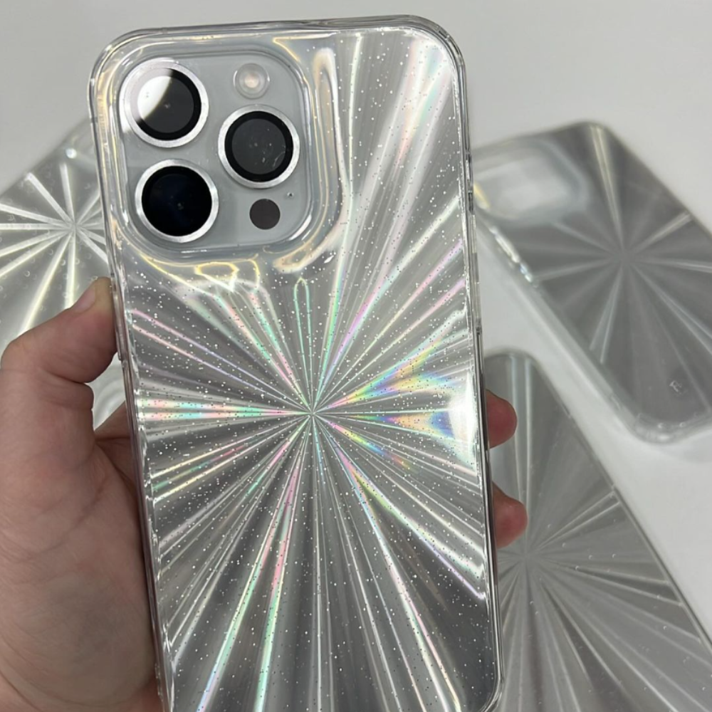 Case de destellos con piedrería para iPhone 11/13/14/15/Pro/Max