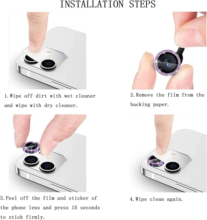 Protector de cámara con escarcha Lila para iphone