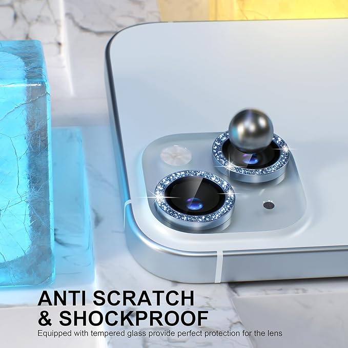 Protector de cámara con escarcha dorada para iphone