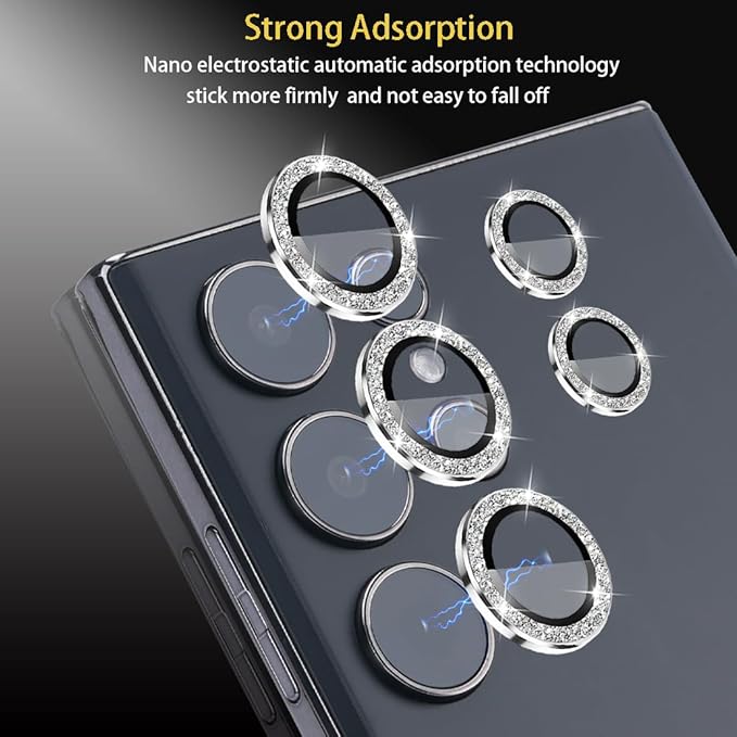 Protector de cámara plateado con escarcha para s22/23 Ultra