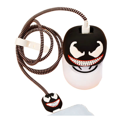 Funda De Silicona Para Cargador 20w Iphone- Diseño Venom Negro