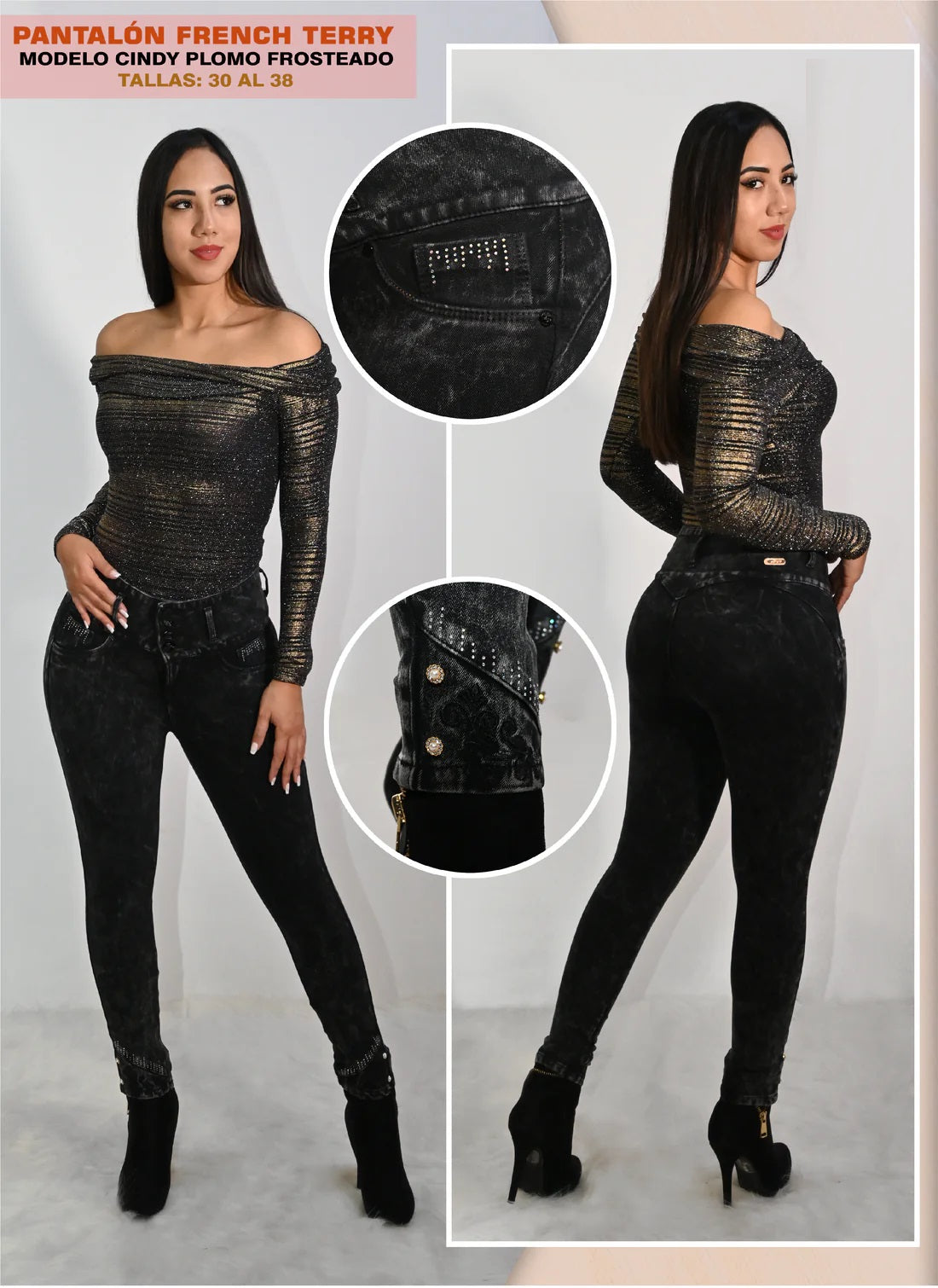 Jean Skinny Cindy Plomo Frosteado