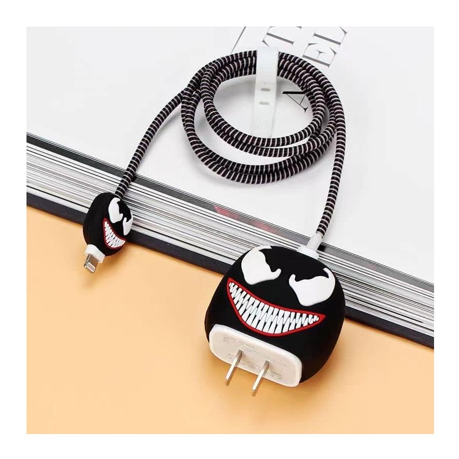 Funda De Silicona Para Cargador 20w Iphone- Diseño Venom Negro