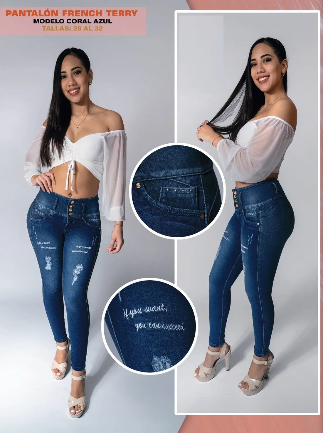 Jean Skinny Coral Azul