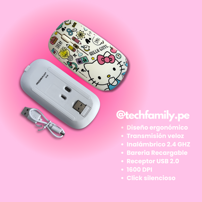 Mouse con diseño inalámbrico 24 GHZ, 1600 DPI - Original Hello Kitty